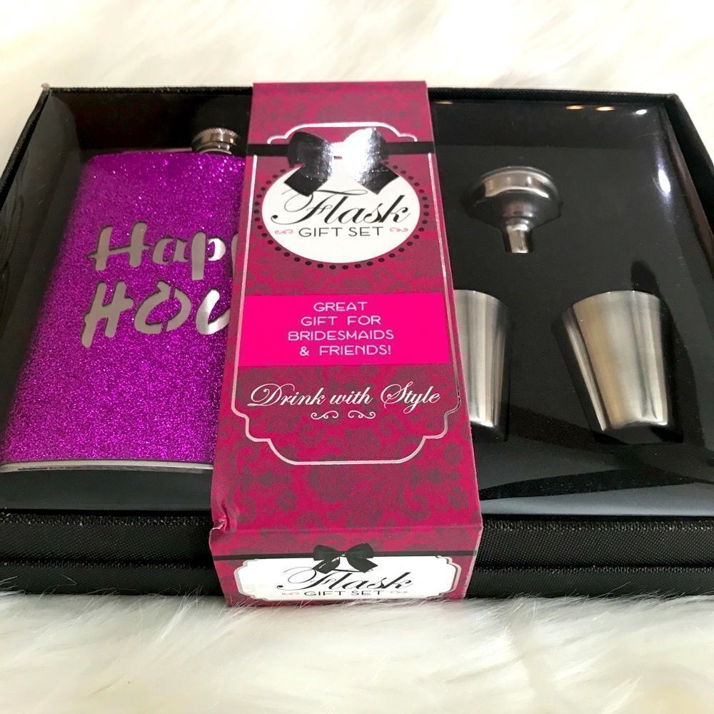 Happy Hour Glitter Flask Gift Set